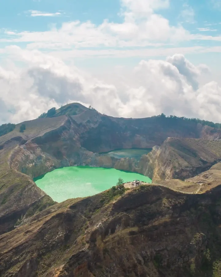 The coloured crater lakes of Kelimutu, central Flores