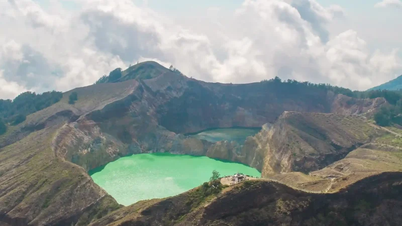 The coloured crater lakes of Kelimutu, central Flores
